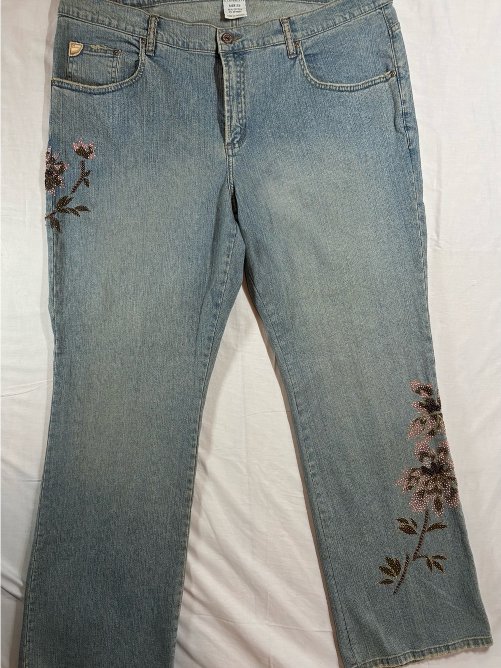 Z. Cavaricci Light Blue Embroidered Flare Jeans